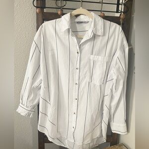 White Striped Women’s button up Shirt